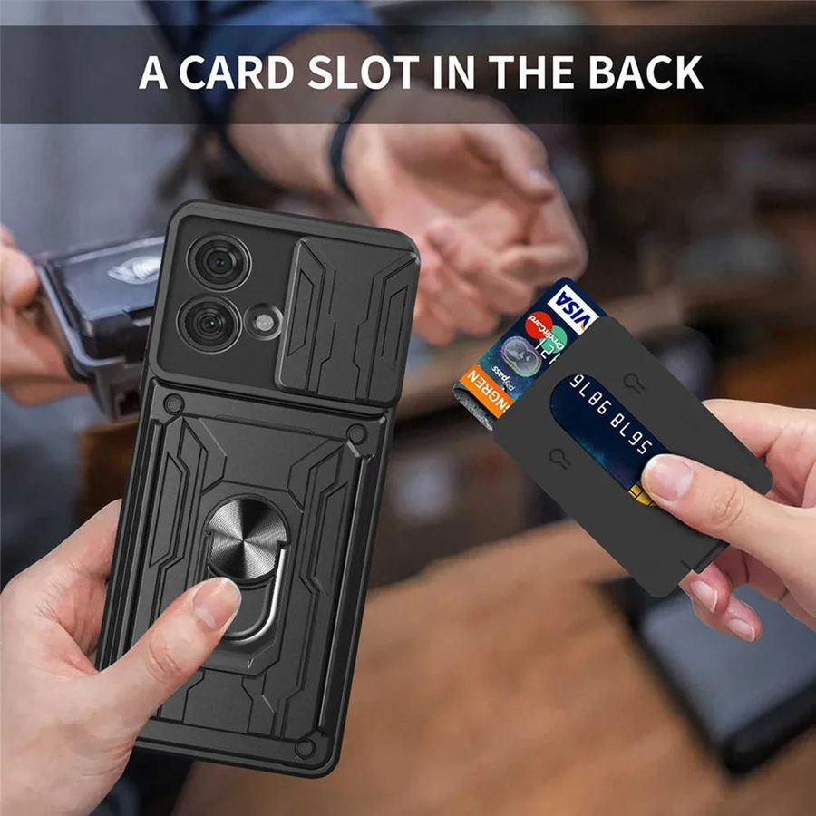 Schutzhülle mit Kartenfach und Ring-Ständer für Motorola Moto G05 G15 G35 G55 G75 G85 5G in Schwarz oder Grün - Bild 5