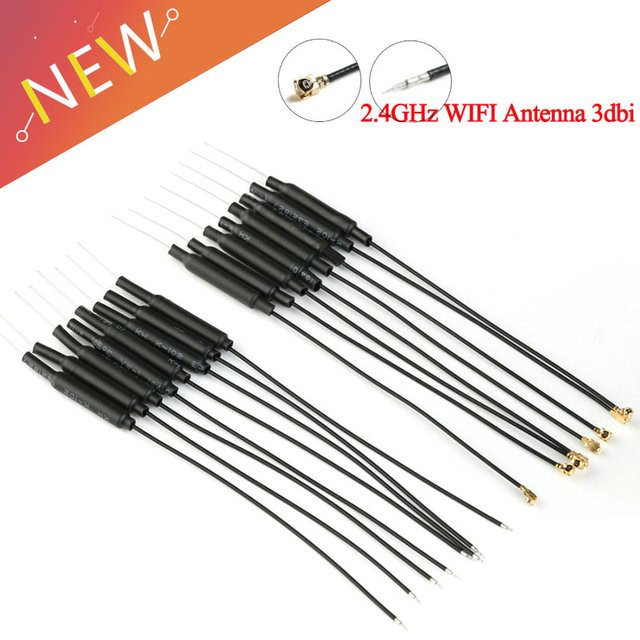 WLAN Antenne 2,4 GHz und 5 GHz mit 3dBi Verstärkung, UF.L IPX Anschluss, 15 cm Kabellänge, Messing Innenantenne für ESP-07 HLK-RM04 - Bild 1
