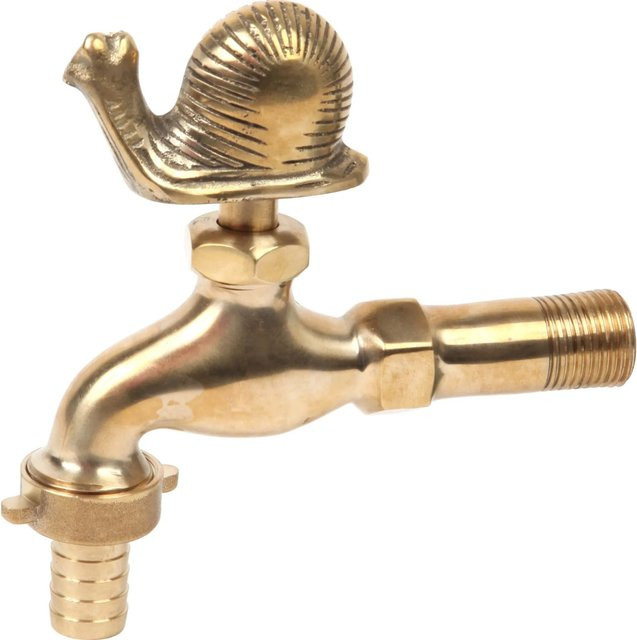 Floraworld Zier-Wasserhahn Schnecke aus Messing in Gold, 1/2 Zoll - Bild 1