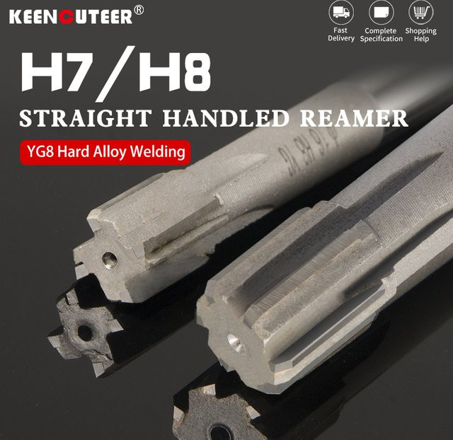 KEENCUTEER Hochpräzise Reibahle mit Wolframkarbid-Einsatz, Gerade Schaft, Farbe Silber, HSS H7/H8 - Bild 1