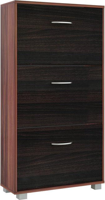 Casaria Schuhschrank in Wenge-Schwarz mit 3 Kipperfächern, B/T/H: 115 x 24 x 115 cm - Bild 1