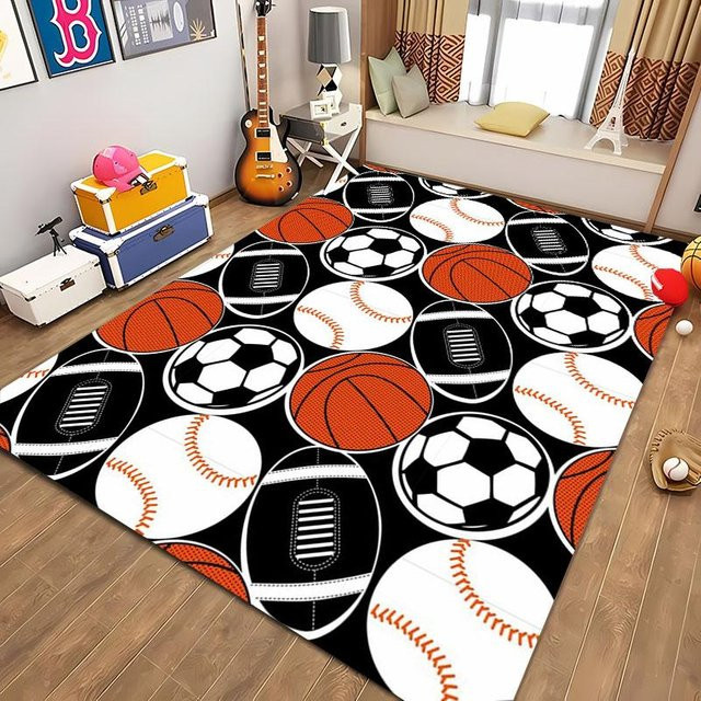 Karpetti Fußball Teppich für Kinderzimmer und Wohnzimmer, Mehrfarbig, B/T: 90 x 130 cm - Bild 1