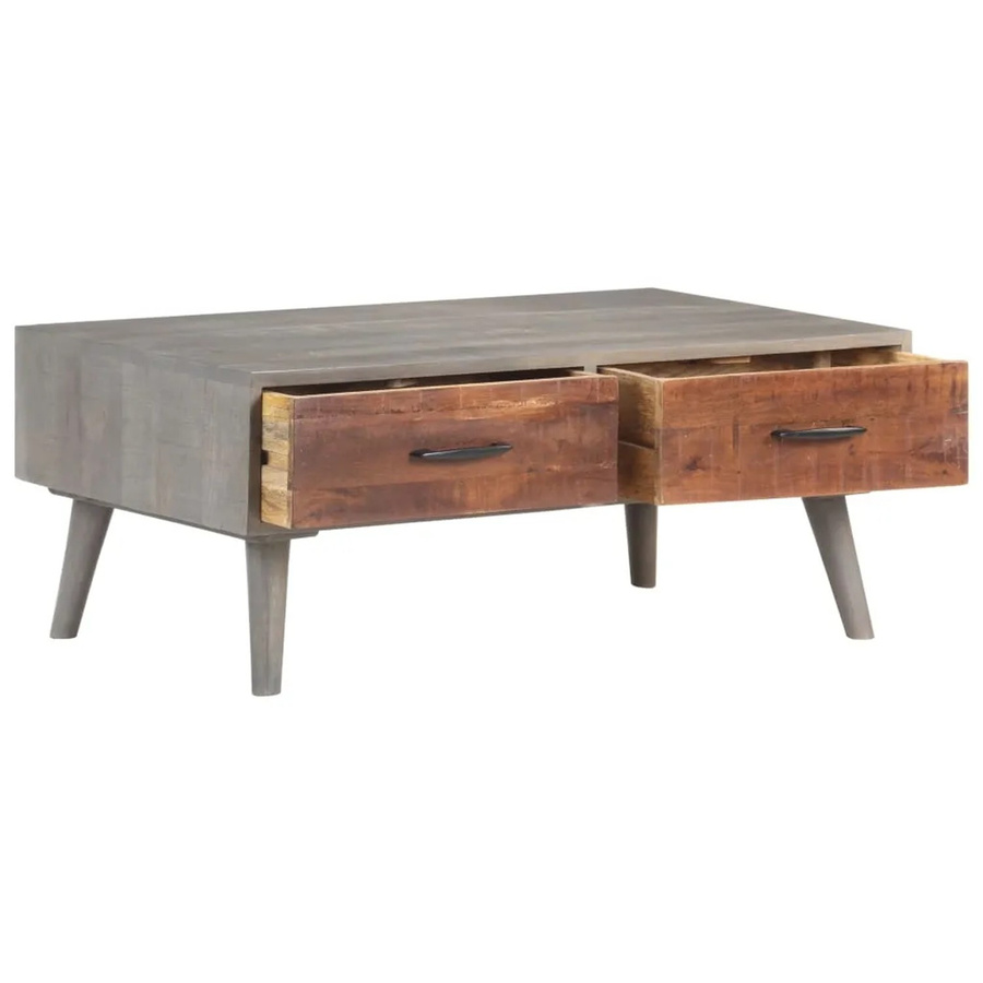 vidaXL Couchtisch aus Mango-Massivholz in Grau und Braun, rechteckig, B/T/H: 100 x 60 x 40 cm - Bild 2