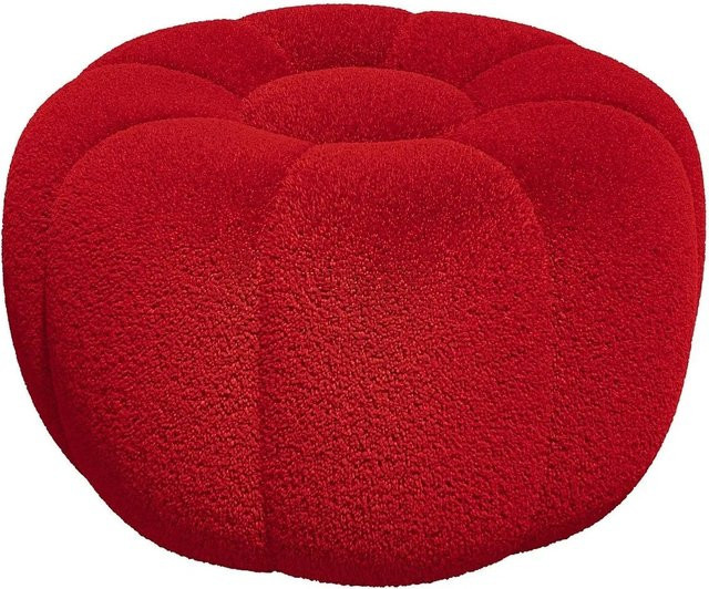 Vente-unique Sitzhocker Delpoda in Rot mit Blumen-Design aus Bouclé-Stoff, Höhe: 65 cm - Bild 1
