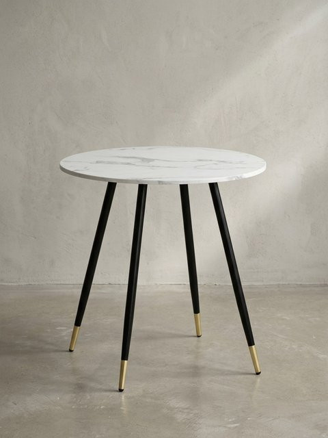 Runder Esstisch in Marmoroptik von KADIMA DESIGN, Modern, Weiß, B/T/H: 75 x 75 x 76 cm - Bild 1
