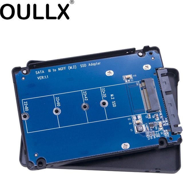 OULLX MSATA M.2 NGFF B Key 6Pin zu SATA 3.0 Konverter für Laptop SSD und 2,5 Zoll Festplatten Adapterkarte - Bild 1