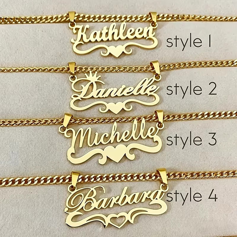 Steel love Namenskette Edelstahl, Gold, Unisex - Bild 1