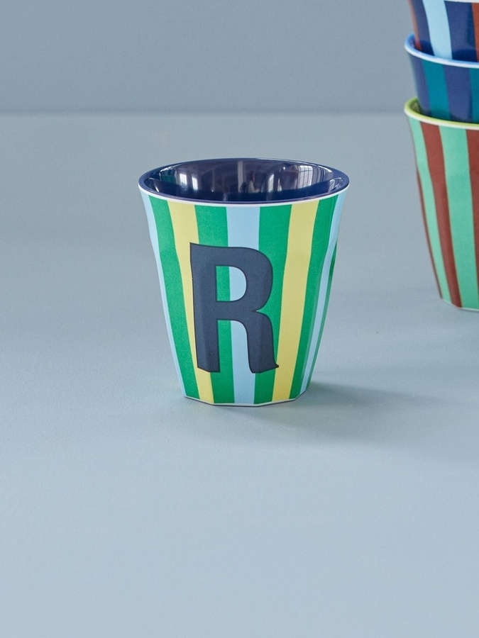 Rice Melamin Becher Buchstabe R mit Streifen in Blau, 250 ml - Bild 2