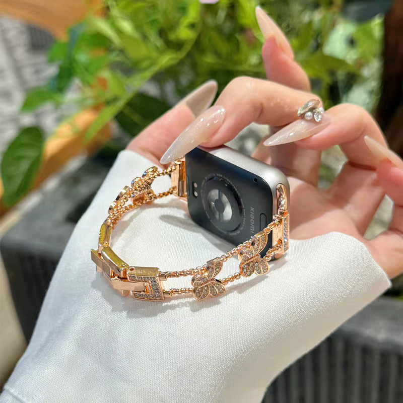 Uhrenarmband Damen, Schmetterling, Edelstahl, Diamant, verspielt - Bild 5