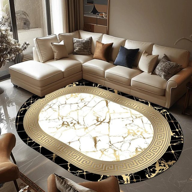 Karpetti Ovaler Wohnzimmerteppich Modern und Waschbar, Mehrfarbig, B: 200 cm, T: 230 cm - Bild 1