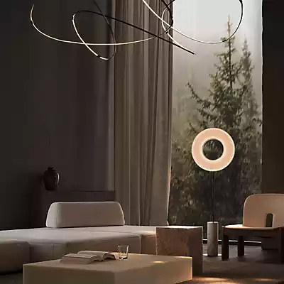 10 HEURES 10 Iris LED Stehleuchte in Weiß mit Marmor-Design, Durchmesser: 60 cm - Bild 1