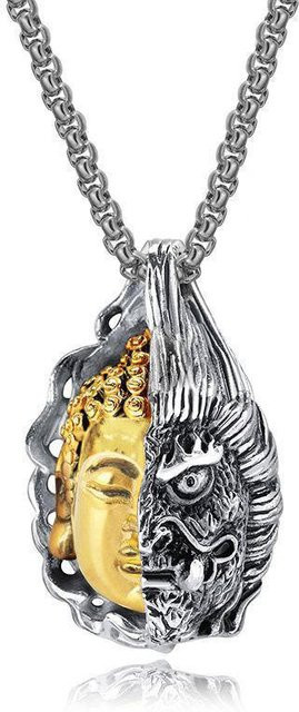 Anhänger Halskette Palm Buddha, Edelstahl, Schwarz, Herren - Bild 1