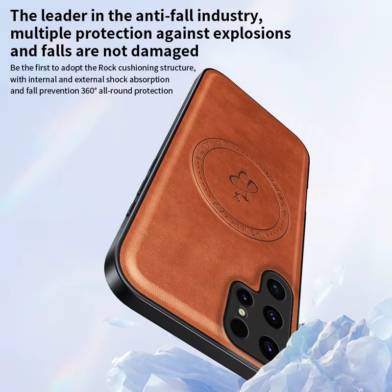 Magnetische Leder Softcase-Hülle für Samsung Galaxy S22 S23 S24 S25 S26 Ultra und S21 S22 S23 S24 S25 S26 FE Modelle in Schwarz mit kabelloser Ladefunktion - Bild 5