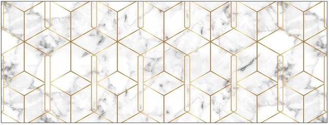 MySpotti Küchenrückwand Profix Cucina Nicole in Weiß-Gold mit Aluminium-Elementen, Breite: 160 cm, Höhe: 60 cm - Bild 1
