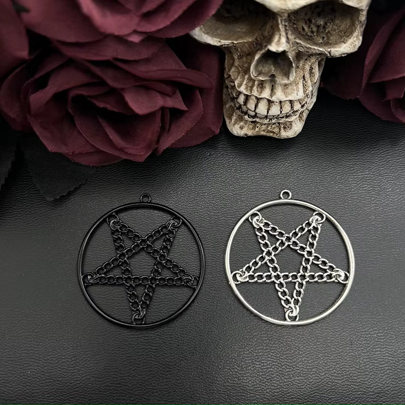 LKLRYWBD Charms Anhänger, Zinklegierung, Kreisförmig, Pentagramm, Unisex - Bild 2