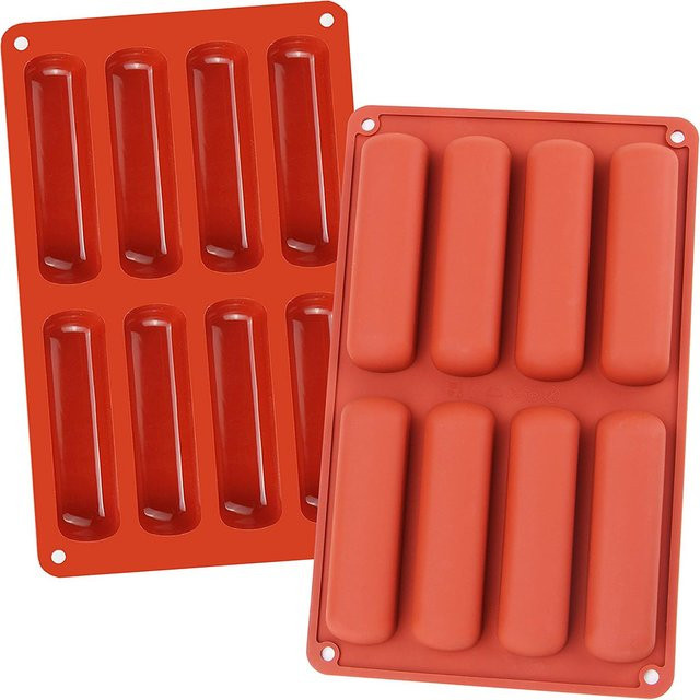 Upors Silikon Kuchenform für Eclairs und Schokoriegel, rote Backform für Gebäck, Seife oder Harz - Bild 1