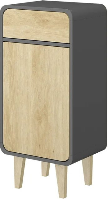 Vicco Midischrank Arla in Anthrazit und Eiche mit Türen und Regalböden, B/H: 40 x 81 cm - Bild 1