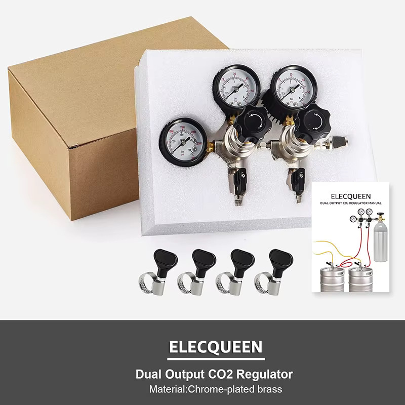 Elecqueen Kegerator CO2-Regler mit doppeltem Druckbereich und CGA320 Einlass in Silber für Homebrew Bierfässer und Sodawasser-Systeme - Bild 4