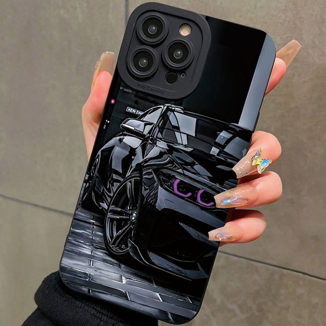 Sportliche iPhone Schutzhülle mit Auto-Print in Schwarz für verschiedene iPhone Modelle - Bild 1