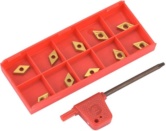 10 Stück DCMT070204 US735 DCMT21.51 CNC beschichtete Hartmetall-Wendeplatten in Gold und Multicolour mit Schraubenschlüssel - Bild 1