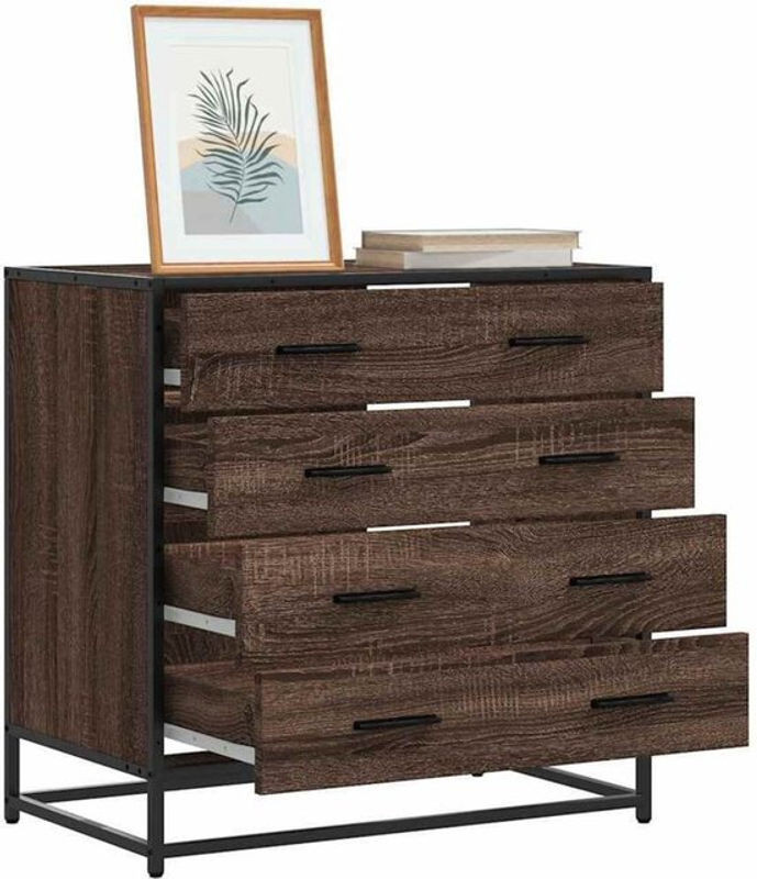 Schubladenschrank Vidaxl im Industrial Design aus Holzwerkstoff und Metall, Braun, B/T/H: 70 x 41 x 70 cm - Bild 1