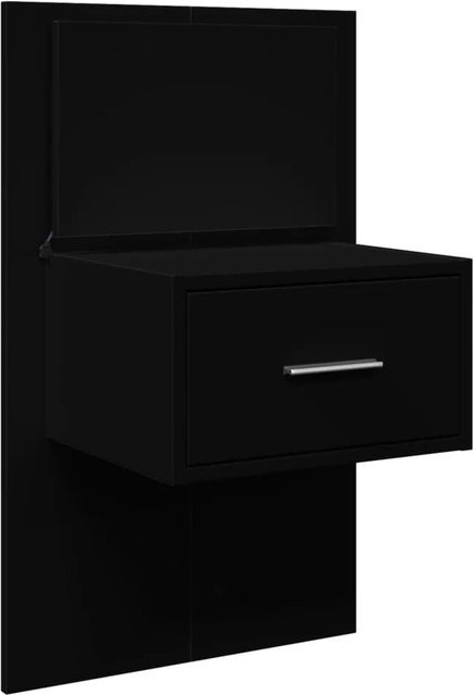 vidaXL Wand-Nachttisch mit integrierter LED-Beleuchtung Schwarz modern B: 32,5 cm, T: 48,5 cm, H: 80 cm - Bild 1