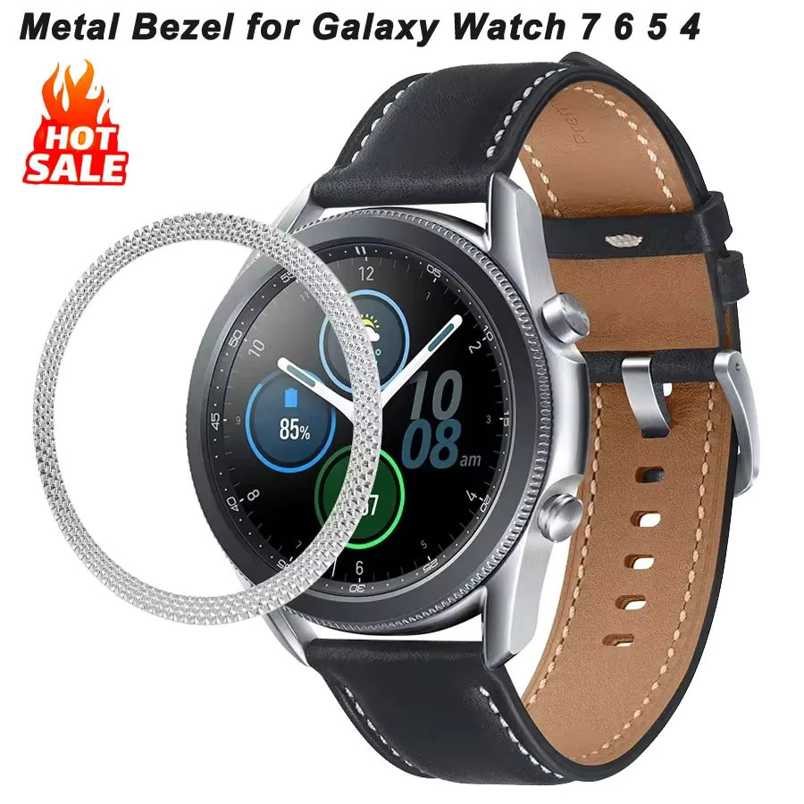 CAOWTAN Metalllünette Abdeckring für Samsung Galaxy Watch, Edelstahl, Silber - Bild 2