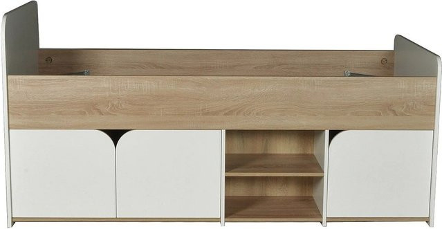 Bettrahmen Lostya von Vente-unique in Weiß mit Naturfarben-Optik - Bild 1