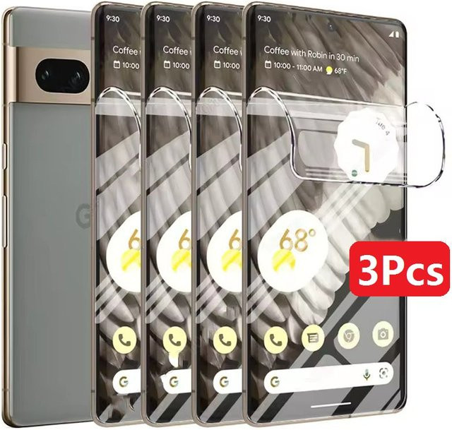 3 Stück Hydrogelfolie Displayschutzfolie für Google Pixel 6, 6a, 7, 7a, 8, 8a, 6 Pro, 7 Pro und 8 Pro in Transparent - Bild 1