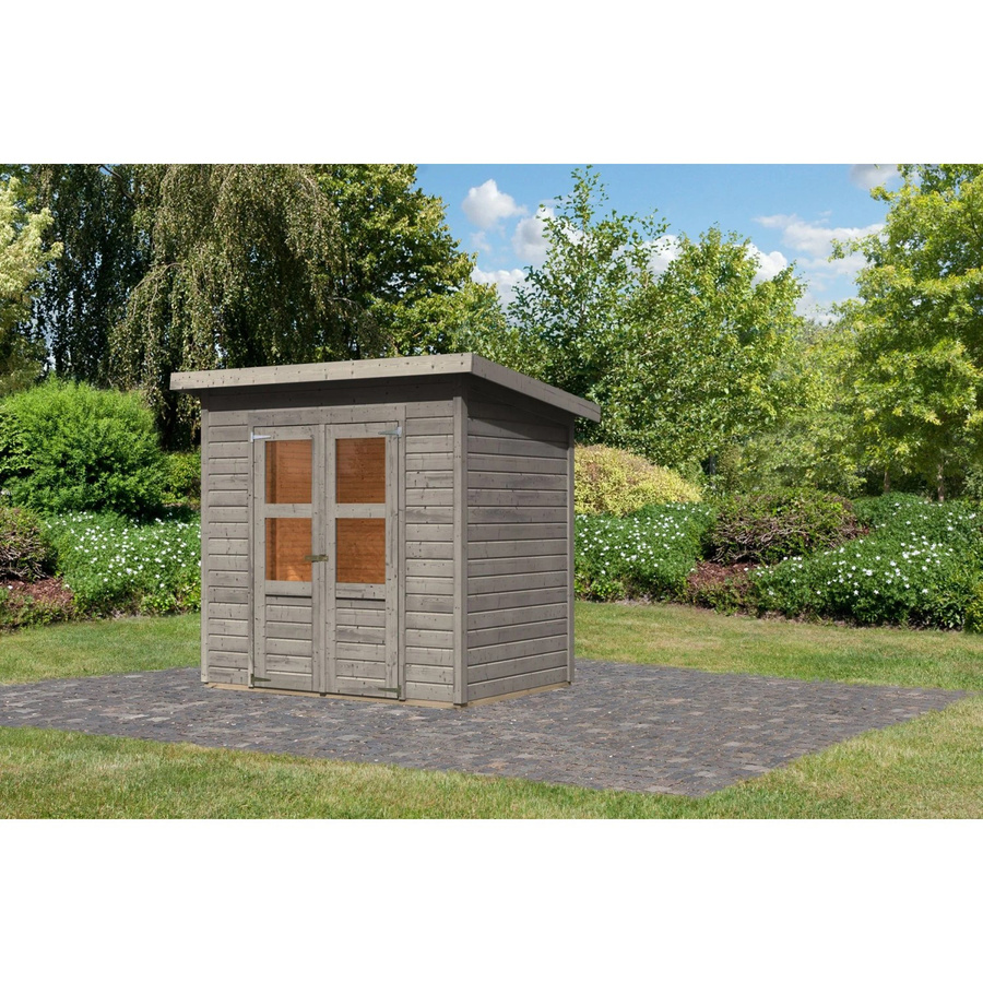 Karibu Holz-Gartenhaus mit Pultdach und klassischem Design, grundiert, B/T/H: 212 x 154 x 219 cm - Bild 2