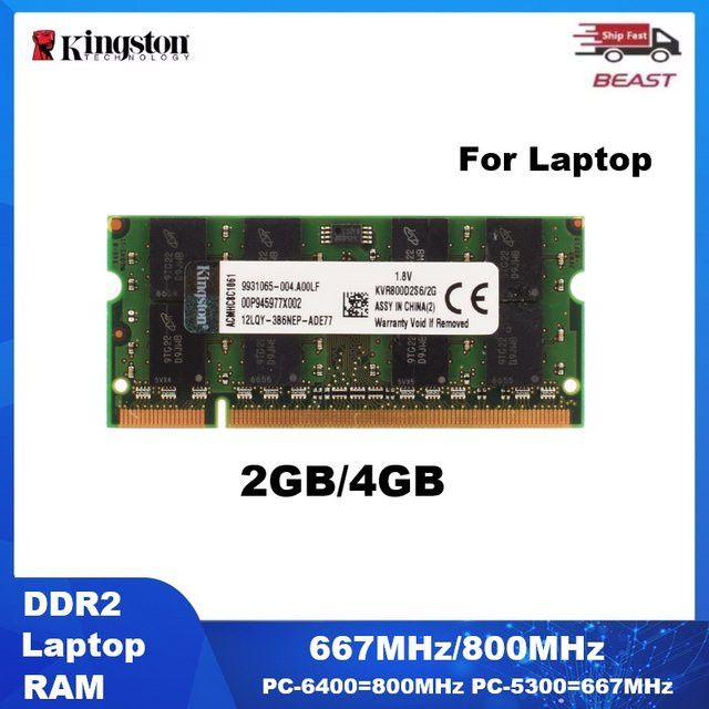 Kingston DDR2 RAM SODIMM Laptop-Speicher Green PC2-5300S/PC2-6400S Notebook Non-ECC Unbuffered 1.8V - Bild 1