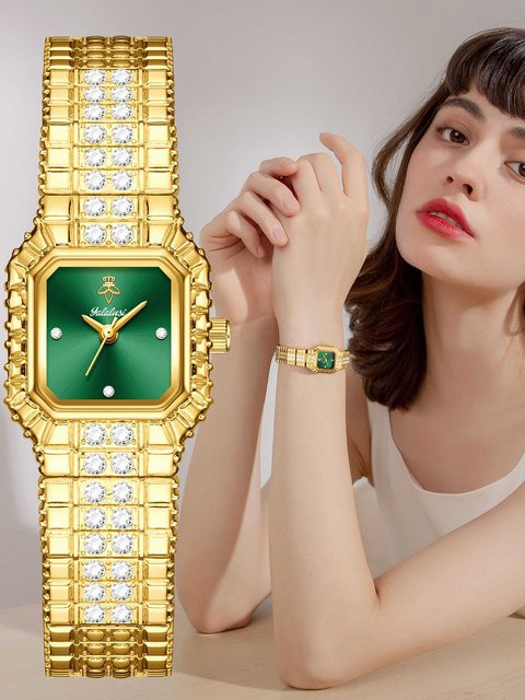 YaLaLuSi Armbanduhr, Diamant, Edelstahl, Gold, Quarz, Damen - Bild 1