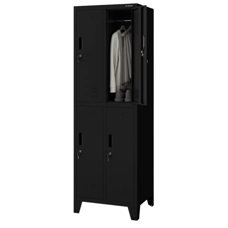 JAN NOWAK Umkleideschrank BARTEK mit 4 Abteilen, Schließfachschrank aus Metall in Schwarz, H: 172 cm, B: 55,9 cm, T: 45 cm - Bild 2