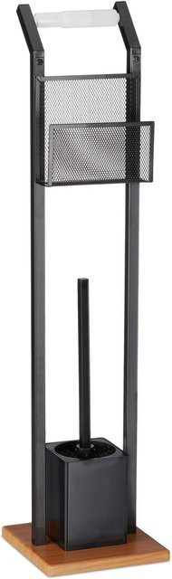Relaxdays WC-Garnitur aus Eisen und MDF mit Ablage in Schwarz, B/T/H: 18,5 x 18,5 x 78 cm - Bild 1