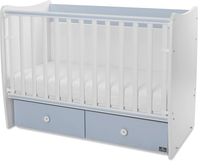 Lorelli Babybett MATRIX NEW Kinderbett mit 2 Ebenen und 2 Schubladen, blau, B/T: 120 x 60 cm - Bild 1