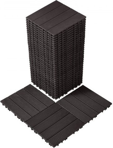VEVOR Terrassenfliesen 36er-Set Dunkelbraun, wasserdichte Klickfliesen aus Kunststoff für Balkon, Veranda und Pool, B/T: 30 x 30 cm - Bild 1