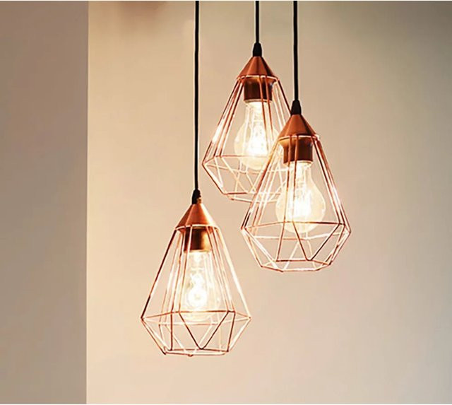 Eglo Pendelleuchte Tarbes in Kupfer, 3-flammig, Vintage Design aus Stahl, Durchmesser: 31 cm - Bild 1