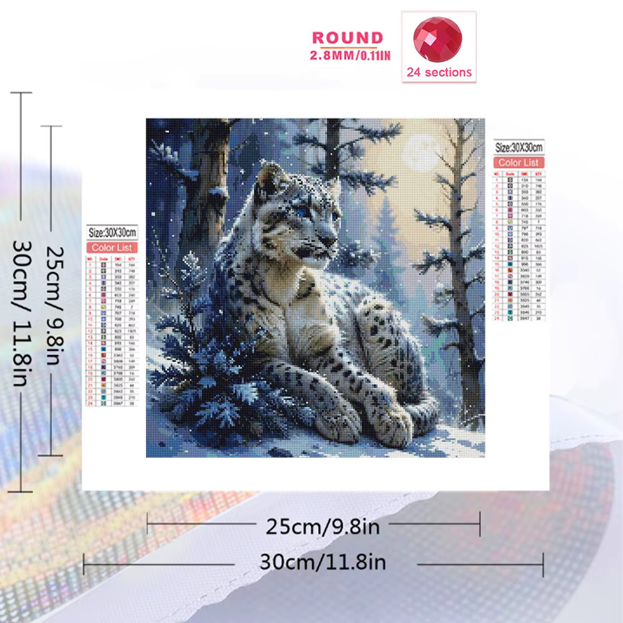 EverShine DIY Diamantmalerei Leopard Tier Acryl Mosaik Wandkunst Winter Motiv - Bild 2