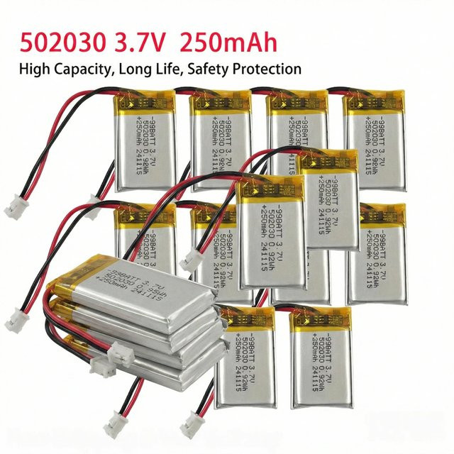 Koonenda Li-Po Lithium-Polymer-Akku 3,7 V 250 mAh in Silber für Bluetooth-Headset, Smartwatch und LED-Licht - Bild 1