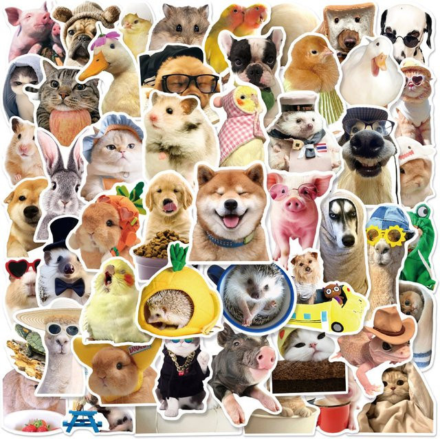 50 Stück wasserfeste Vinyl-Aufkleber Loyal Companions Art Collection Haustier-Doodle in Multicolour - Bild 1