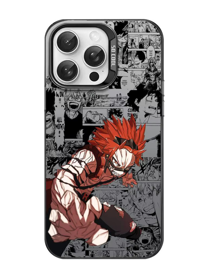 Anime Eijiro Kirishima Handyhülle für iPhone 17 16 15 14 13 12 11 Pro Max Air, mehrfarbig, mattes Laser Metallic Aurora Design - Bild 4
