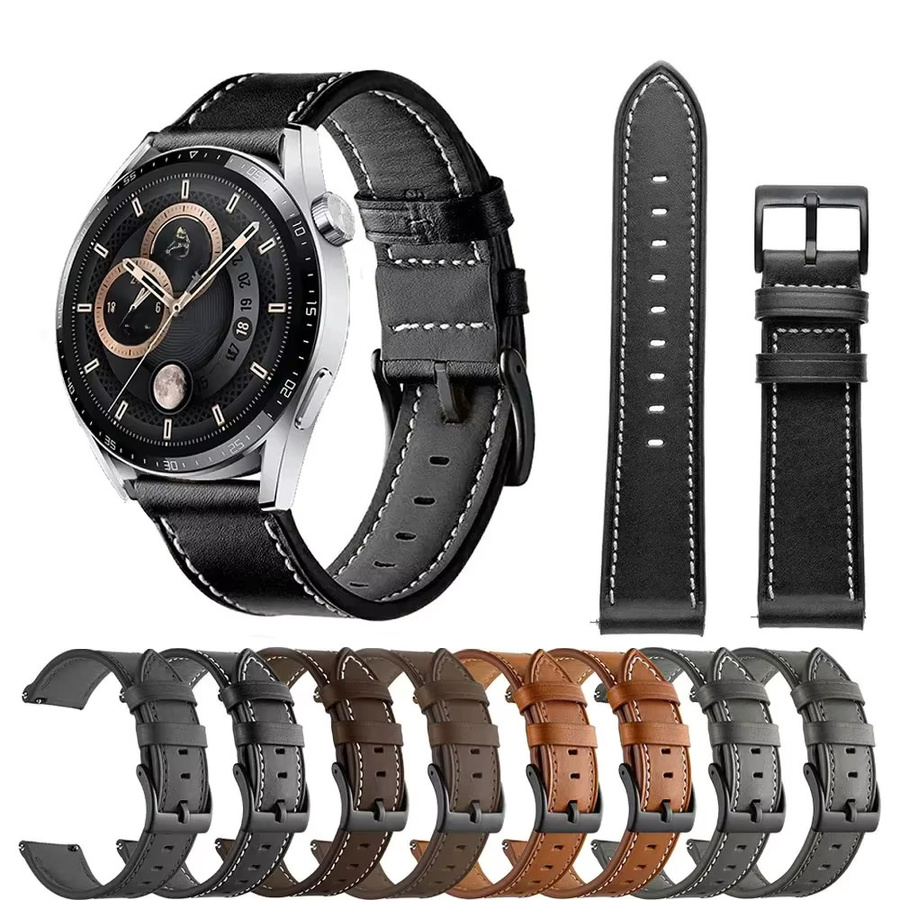 Zeblaze Uhrenarmband Leder, 22 mm, Schwarz, Unisex - Bild 3