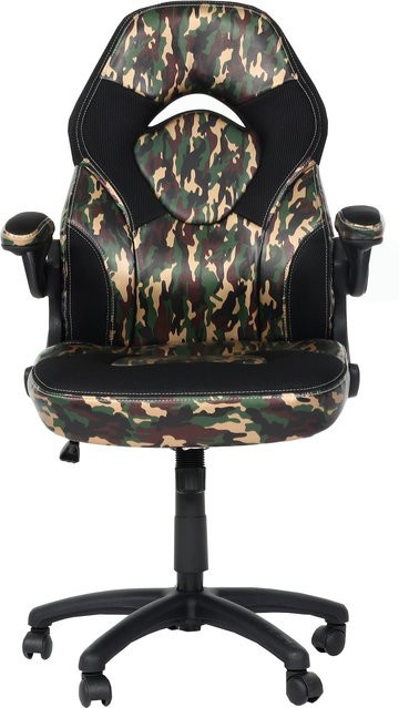 Ergonomischer MCW Gamingstuhl K13 als Drehstuhl mit verstellbaren Armlehnen aus Kunstleder, Camouflage-Schwarz, B/T/H: 62 x 57 x 120 cm - Bild 1