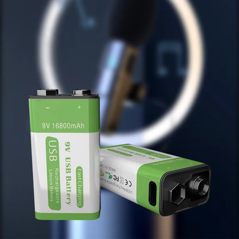 SCRCEO Wiederaufladbarer 9V Li-Ionen-Akku mit Typ-C-Anschluss, 16800 mAh, Grün - Bild 3