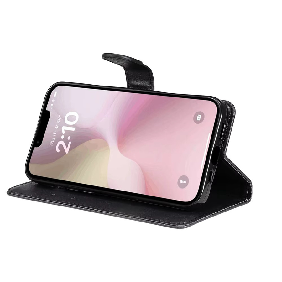 Lederne Brieftaschen-Flip-Cover Handyhülle mit Magnetverschluss für Samsung Galaxy S26 S10 S9 S8 S7 S6 Plus Edge in Schwarz - Bild 4