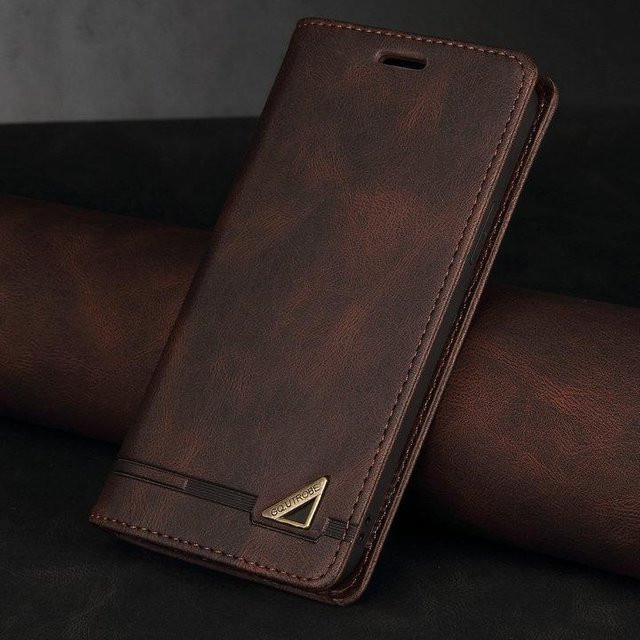 RFID Leder Brieftasche Schutzhülle für Samsung Galaxy A-Serie in Rotbraun - Bild 1