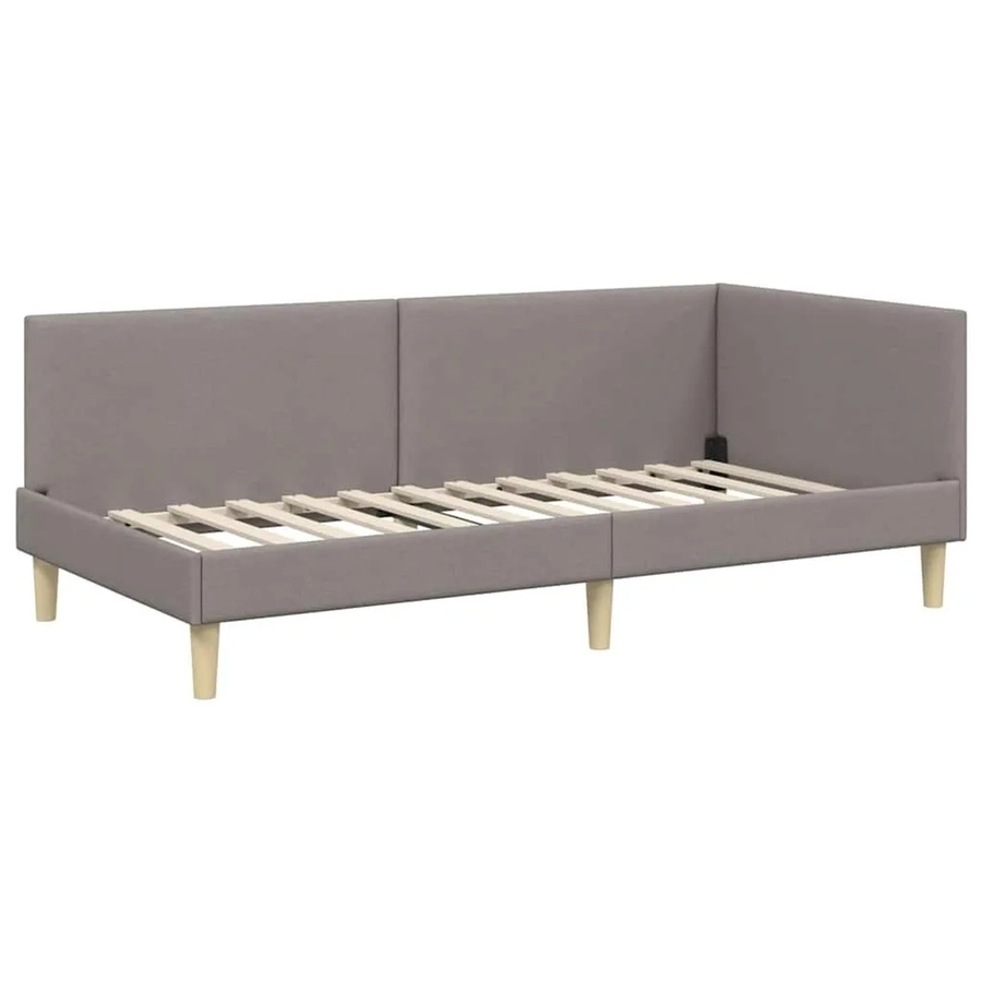 vidaXL Eckbettgestell mit Kopfteil in Taupe, Stoffbezug, B/T/H: 90 x 200 x 104 cm - Bild 2