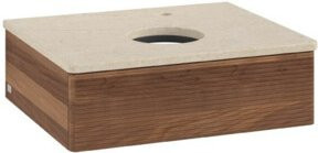 V&B Waschtischunterschrank Antao mit Frontstruktur in Weiß und Braun, B/T/H: 60 x 50 x 19 cm - Bild 1
