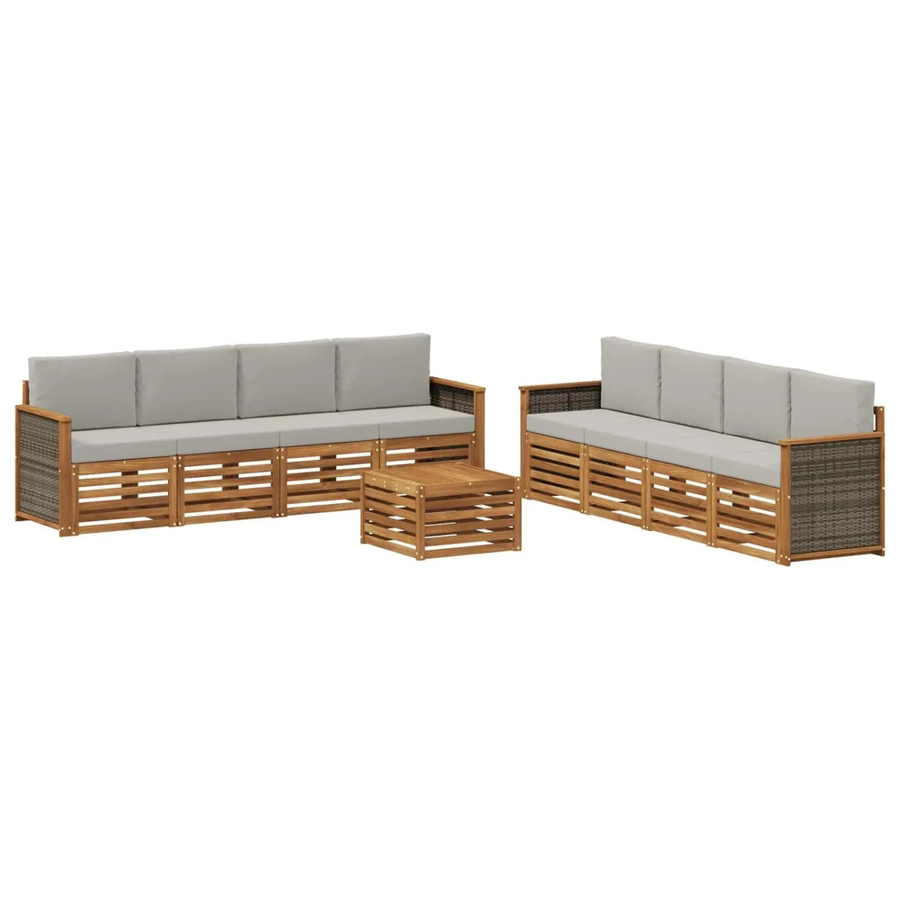 vidaXL Sofagarnitur aus Massivholz Akazie mit 9 Kissen im modernen Latten-Design - Bild 2