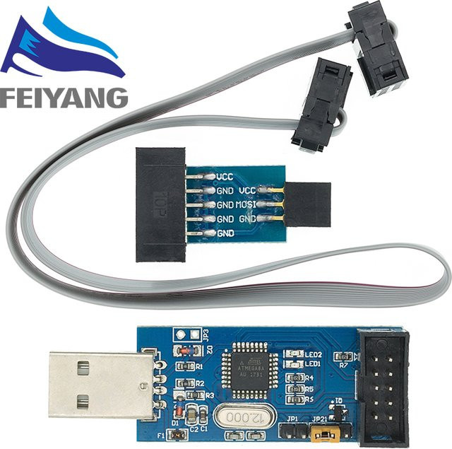 SAMIROB 10Pin zu 6 Pin Adapter Board mit USBASP USBISP AVR Programmierer für ATMEGA8 ATMEGA128 ATtiny in Blau - Bild 1